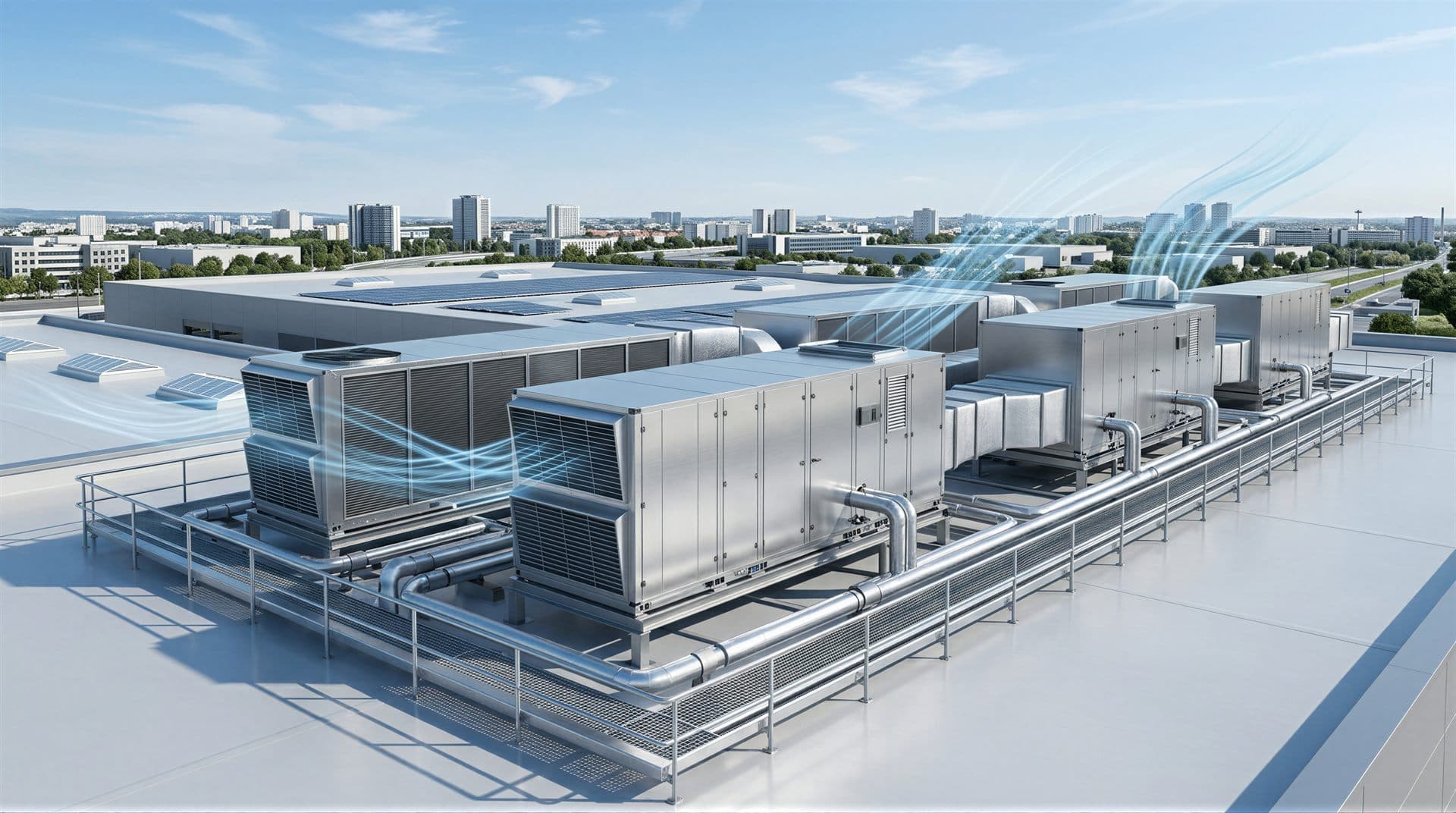 Sistema de climatização industrial em cobertura